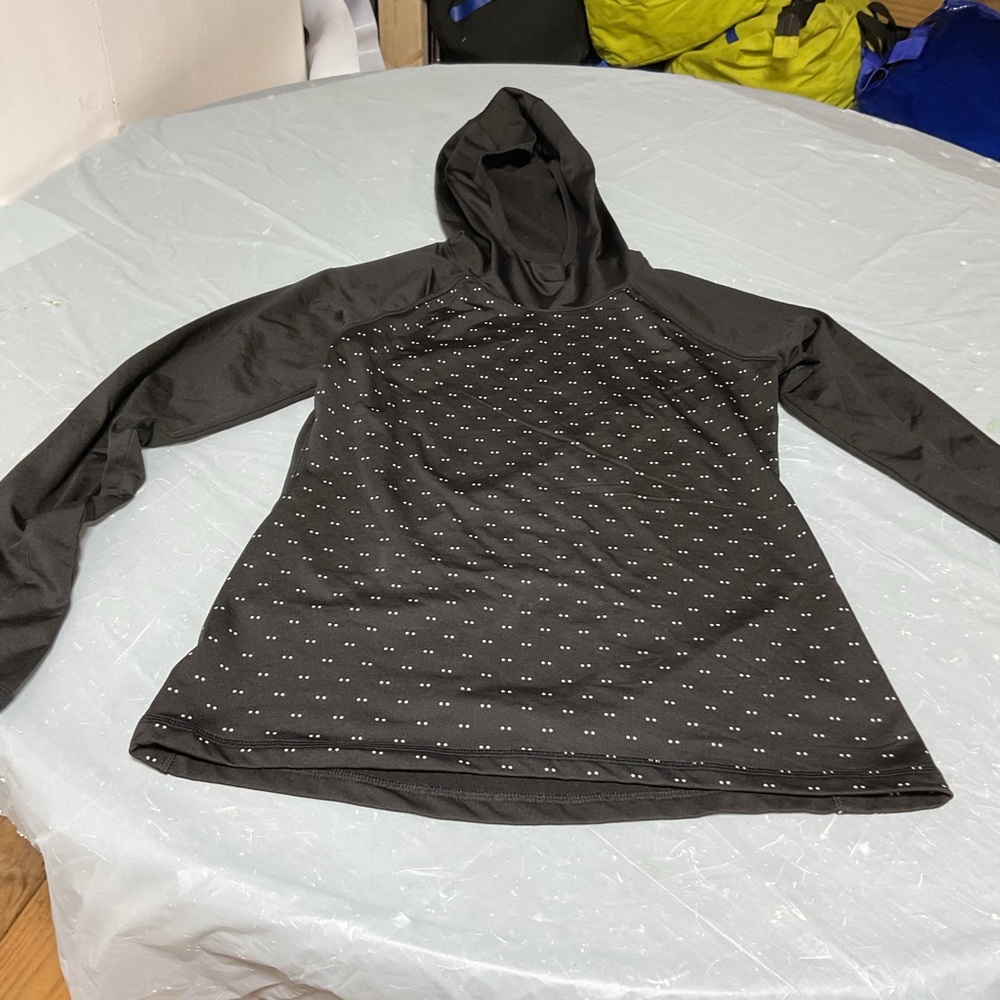 Old Navy Active Black Hooded Pullover with Dot Accents size S